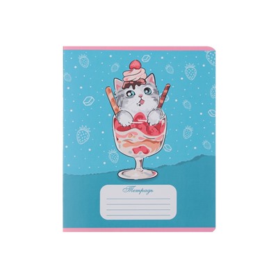 Комплект тетрадей из 10 штук, 18 листов в линию Calligrata "Котятки", обложка мелованная бумага, ВД-лак, блок №2, белизна 75% (серые листы), 5 видов по 2 штуки