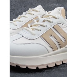 03-WG040-2M MILK/BEIGE Кроссовки демисезонные женские (натуральная кожа)