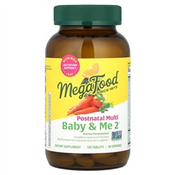 MegaFood, Baby & Me 2, мультивитамины для послеродового периода, 120 таблеток