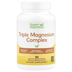 Super Nutrition, комплекс с магнием тройного действия, 90 растительных капсул