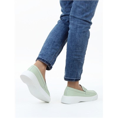 03-YD122-4 LT. GREEN Лоферы женские (натуральная кожа)