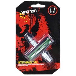 Колодки MIXIEER MX-BS128 для V-brake, 70MM, чёрные/зеленые, с креплением, 1 пара.  /уп 250/