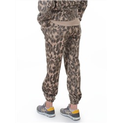 868-6 BEIGE/LEOPARD Костюм спортивный зимний женский (95% хлопок, 5% полиэстер)
