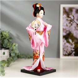 Кукла коллекционная «Японка в розовом кимоно с опахало», 25×9.5×9.5 см