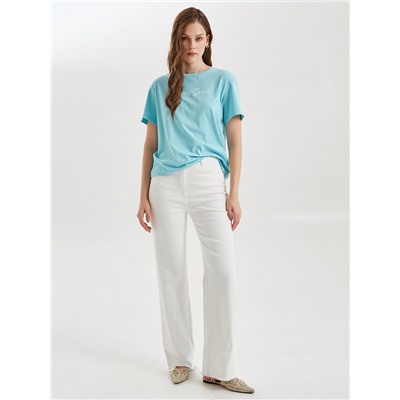 Футболка голубая с принтом