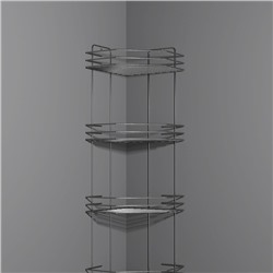 Полка для ванной угловая 4-х ярусная, 20.5×20.5×72 см, хром