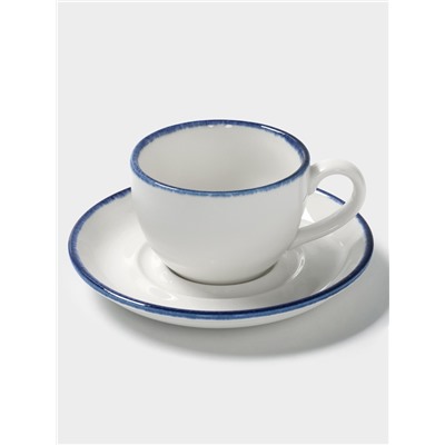 Чайная пара Magistro Blue Lagoon, 2 предмета: чашка 220 мл, блюдце d=15.5 см, фарфор, белая