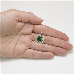 Серебряная подвеска с фианитом цвета изумруд - 1183