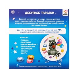 УЦЕНКА ШКОЛА ТАЛАНТОВ Набор для творчества «Декупаж тарелки», енотик (БЕЗ КРАСОК)