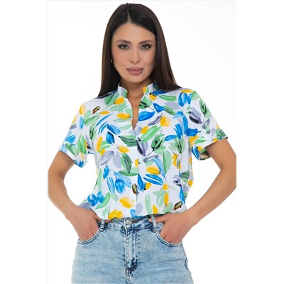 Блузка белая с цветочным принтом