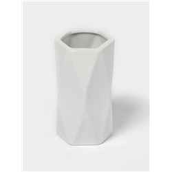 Набор аксессуаров для ванной комнаты Доляна «Геометрия», 4 предмета, дозатор, мыльница, два стакана, белый