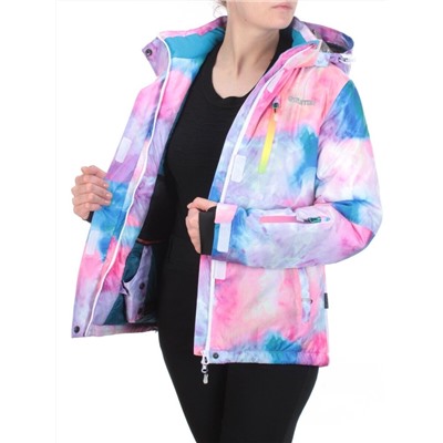 W1609-2 PINK/BLUE PRINT Куртка горнолыжная женская ERUITOR (100 гр. холлофайбера)