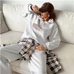 Костюм женский 2х нитка светло-серый 777