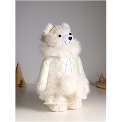 Интерьерная кукла текстильная «Медведица в белом пуховике», раздвижная 37-65 см, 23×16×37 см