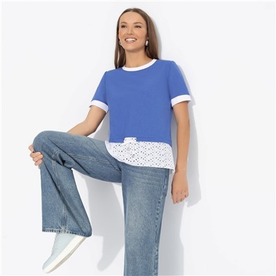 Футболка прямого силуэта, Романтика с перчинкой (синяя)