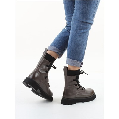 01-XKL21-196R GRAY/BROWN Ботинки демисезонные женские (натуральная кожа, байка)