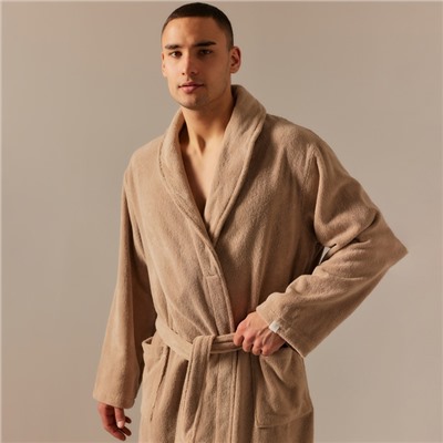 Халат махровый мужской SL HOME: Basic «Саббиа», размер S, хлопок 100%, коричневый