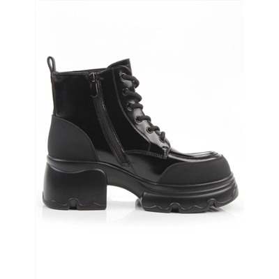 01-F591-1 BLACK Ботинки демисезонные женские (натуральная кожа, искусственная кожа)