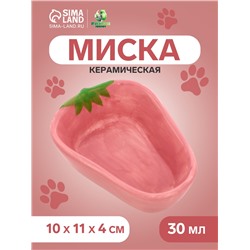 Миска керамическая для грызунов "Клубника" 10 х 11 х 4 см