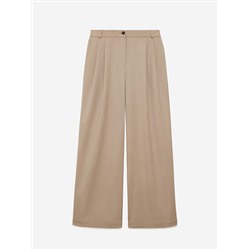 Брюки широкие с защипами, серо-бежевый