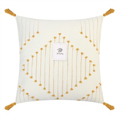 Наволочка декоративная с кисточками «Этель. Сканди», 45×45 см, бежево-жёлтая