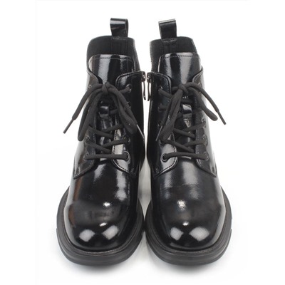 01-M43-13 BLACK Ботинки демисезонные женские (натуральная кожа)
