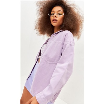 Рубашка женская джинсовая с длинным рукавомTP12-01-2021 лиловая