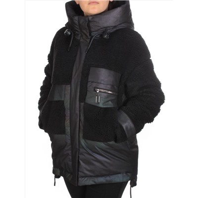 M - 2183 BLACK Куртка зимняя женская MEAJIATEER (200 гр. био-пух)