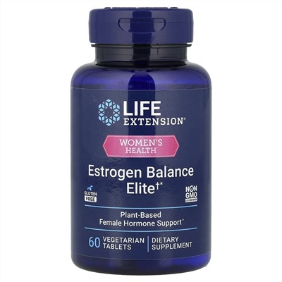 Life Extension, Women's Health, Estrogen Balance Elite, 60 вегетарианских таблеток