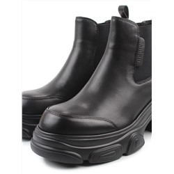 01-H23B-40A BLACK Ботинки демисезонные женские (натуральная кожа, байка)