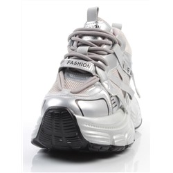 03-18C GREY/SILVER Кроссовки женские (натуральная кожа, искусственная кожа)