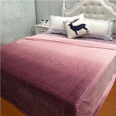Плед двуцветный  косичка 200/220 брусничный  1403-14