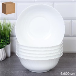 Набор суповых тарелок 6 штук 800 мл Тюльпан Богатырь / LHBW-70XN (WHITE) /уп 8/
