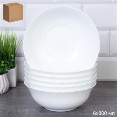 Набор суповых тарелок 6 штук 800 мл Тюльпан Богатырь / LHBW-70XN (WHITE) /уп 8/