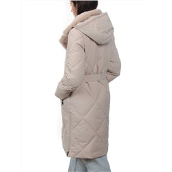 309 BEIGE Пальто зимнее стеганое женское (200 гр. холлофайбер, натуральная норка)