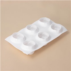 Форма для муссовых десертов и выпечки KONFINETTA «Розы», 30×17.5×6 см, 6 ячеек (6.5×6.8 см), белая