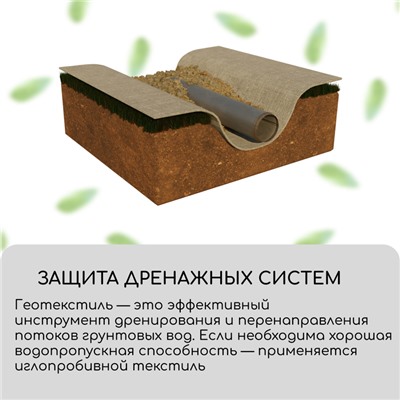 Геотекстиль иглопробивной, 20×1.5 м, плотность 150 г/м², с УФ-стабилизатором, чёрный, Greengo
