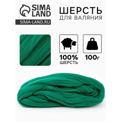 Шерсть для валяния 100 г, цвет трава 044