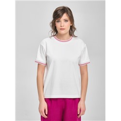 Футболка белая с вязаной отделкой