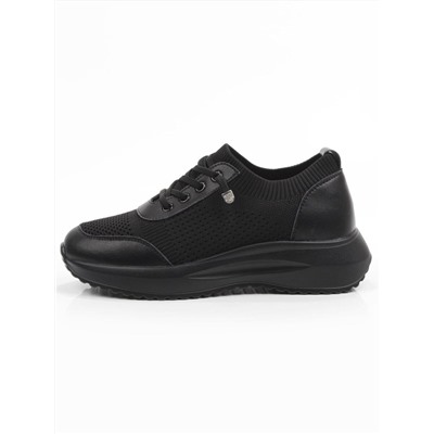 03-A629-1 BLACK Кроссовки-носки "Снокеры" женские (натуральная кожа, текстиль)