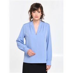 Блузка василькового цвета с длинным рукавом
