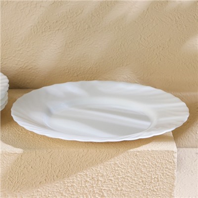 Тарелки Luminarc TRIANON, d=25 см, обеденные, набор 6 шт., стеклокерамика, белые