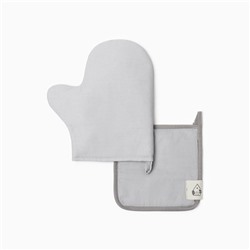 Кухонный набор «Этель» Home: варежка-прихватка 18×29 см, прихватка 19×19 см, светло-серый