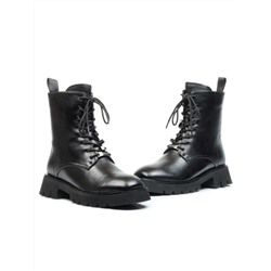 01-CA126-1 BLACK Ботинки демисезонные женские (натуральная кожа, байка)
