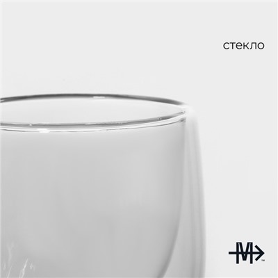 Стопка-шот с двойными стенками Magistro «Поль Квадро», 80 мл, 7.5×8 см, стекло, прозрачная