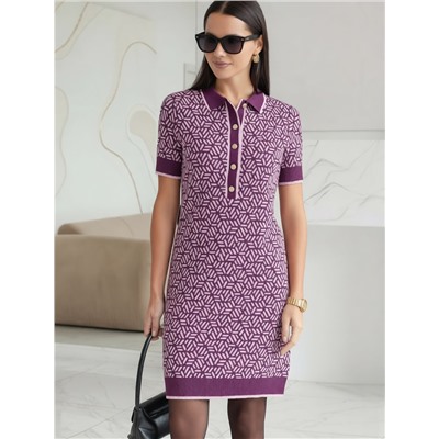 Платье жаккардовой вязки с кашемиром