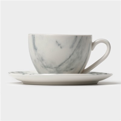 Набор чайный Magistro Real Marble, 4 предмета: 2 чашки 120 мл, 2 блюдца d=12.5 см, фарфор