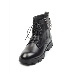 01-CYL94-1 BLACK Ботинки демисезонные женские (натуральная кожа, байка)