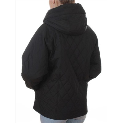 9606 BLACK Куртка стеганная демисезонная женская (100 гр. холлофайбер)