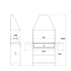 Мангал Professional Optima Zont POZ 3000, 3 мм, 158.2×41.2×207.9 см
